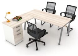 Escritorio Alpha en L con Pedestal